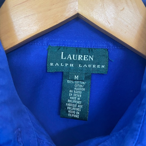 Ralph Lauren Royal Blue Casual Button Down Shirt Embroidered Crest Emblem - Picture 5 of 13